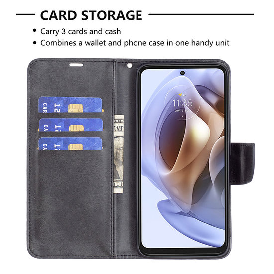 Motorola Edge 30 Pro Hoesje, MobyDefend Wallet Book Case Met Koord, Zwart