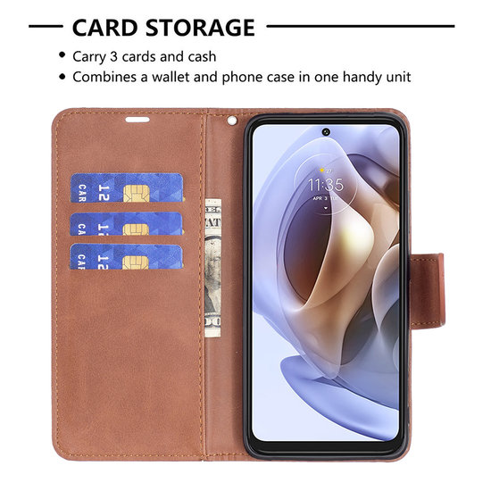 Motorola Edge 30 Pro Hoesje, MobyDefend Wallet Book Case Met Koord, Bruin