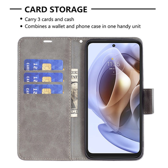 Motorola Edge 30 Pro Hoesje - MobyDefend Wallet Book Case Met Koord - Grijs