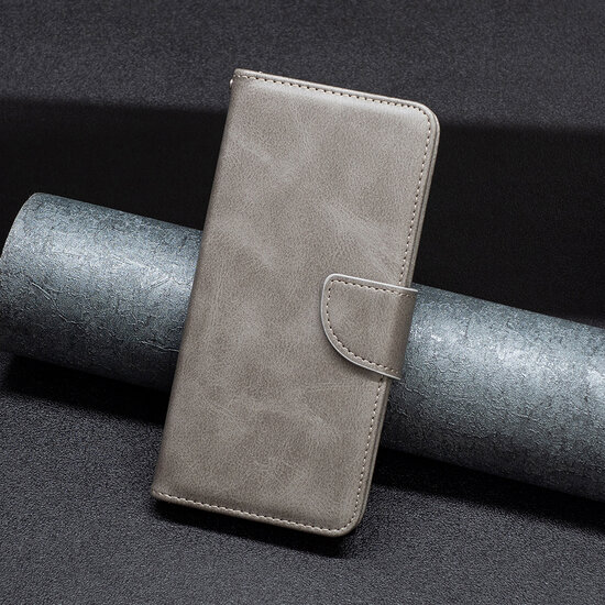 Motorola Edge 30 Pro Hoesje - MobyDefend Wallet Book Case Met Koord - Grijs