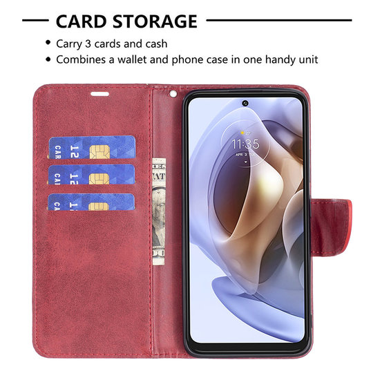 Motorola Edge 30 Pro Hoesje - MobyDefend Wallet Book Case Met Koord - Rood