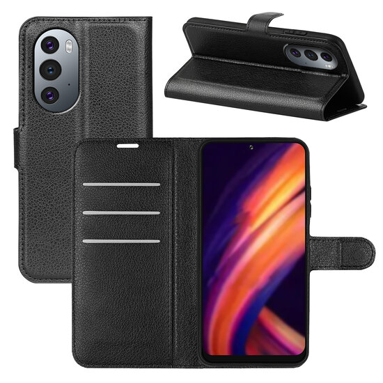 Motorola Edge 30 Pro Hoesje - MobyDefend Kunstleren Wallet Book Case (Sluiting Voorkant) - Zwart