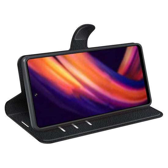 Motorola Edge 30 Pro Hoesje - MobyDefend Kunstleren Wallet Book Case (Sluiting Voorkant) - Zwart