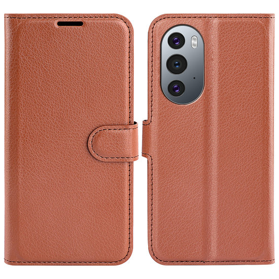 Motorola Edge 30 Pro Hoesje - MobyDefend Kunstleren Wallet Book Case (Sluiting Voorkant) - Bruin
