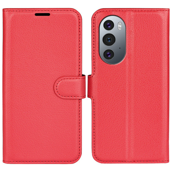 Motorola Edge 30 Pro Hoesje - MobyDefend Kunstleren Wallet Book Case (Sluiting Voorkant) - Rood