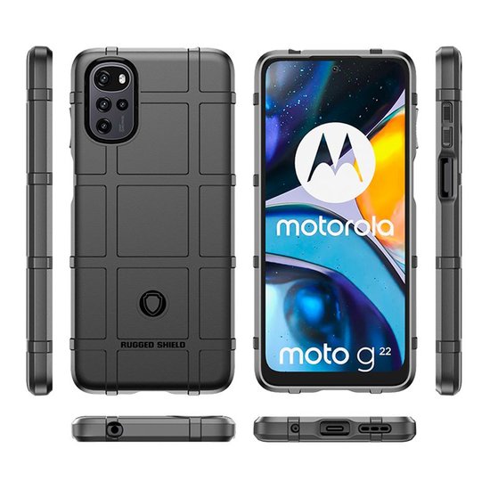Motorola Moto G22 Hoesje, Rugged Shield TPU Gelcase, Zwart