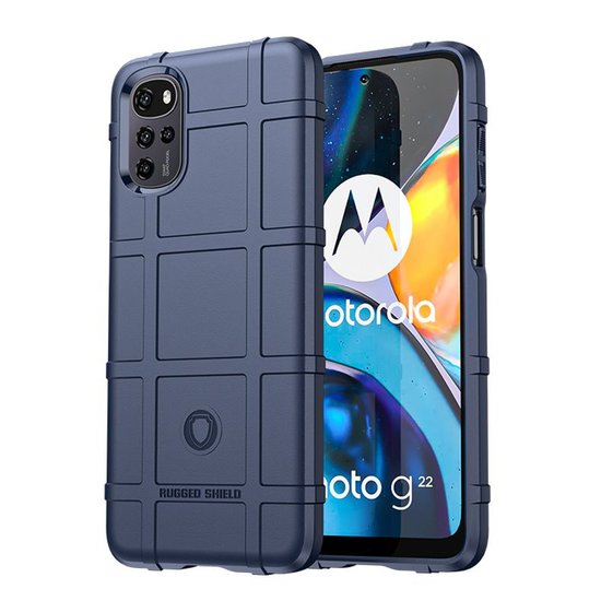 Motorola Moto G22 Hoesje, Rugged Shield TPU Gelcase, Blauw