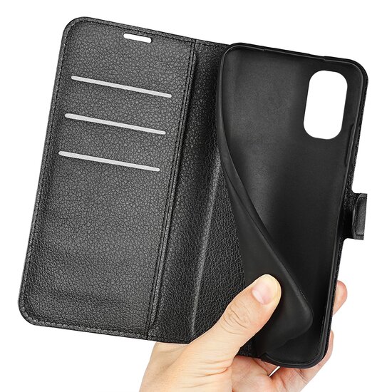 Motorola Moto G22 Hoesje, MobyDefend Kunstleren Wallet Book Case (Sluiting Voorkant), Zwart