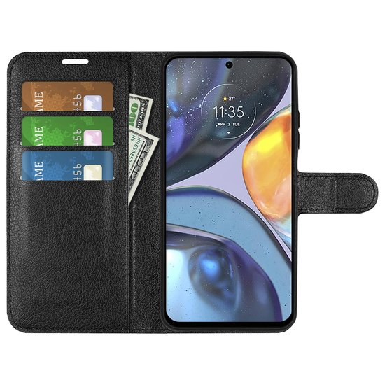 Motorola Moto G22 Hoesje - MobyDefend Kunstleren Wallet Book Case (Sluiting Voorkant) - Zwart
