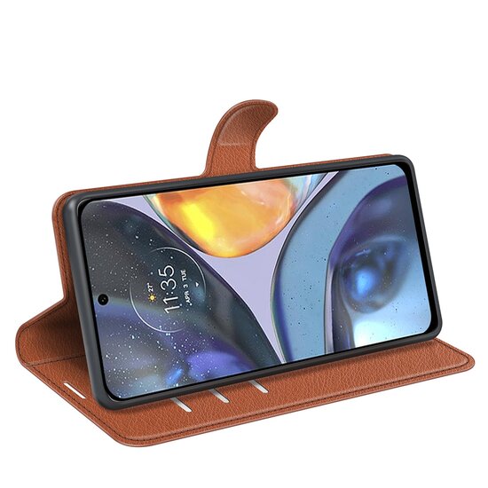 Motorola Moto G22 Hoesje - MobyDefend Kunstleren Wallet Book Case (Sluiting Voorkant) - Bruin