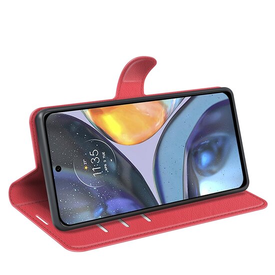 Motorola Moto G22 Hoesje - MobyDefend Kunstleren Wallet Book Case (Sluiting Voorkant) - Rood