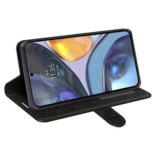 Motorola Moto G22 Hoesje - MobyDefend Wallet Book Case (Sluiting Achterkant) - Zwart