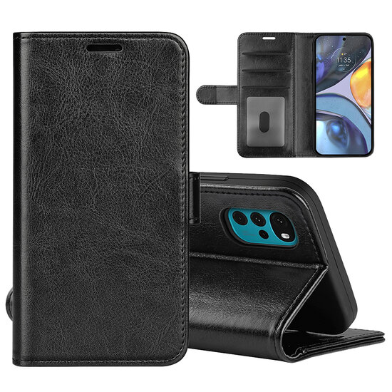 Motorola Moto G22 Hoesje - MobyDefend Wallet Book Case (Sluiting Achterkant) - Zwart