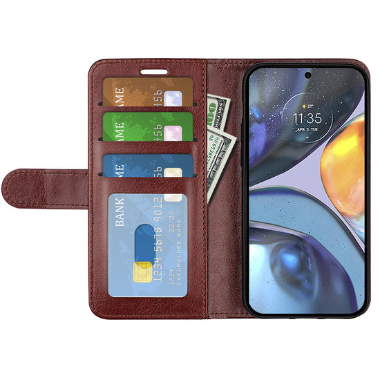 Motorola Moto G22 Hoesje - MobyDefend Wallet Book Case (Sluiting Achterkant) - Bruin