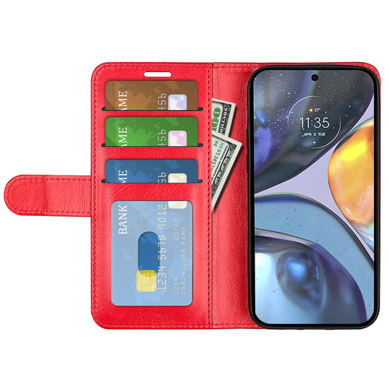Motorola Moto G22 Hoesje - MobyDefend Wallet Book Case (Sluiting Achterkant) - Rood