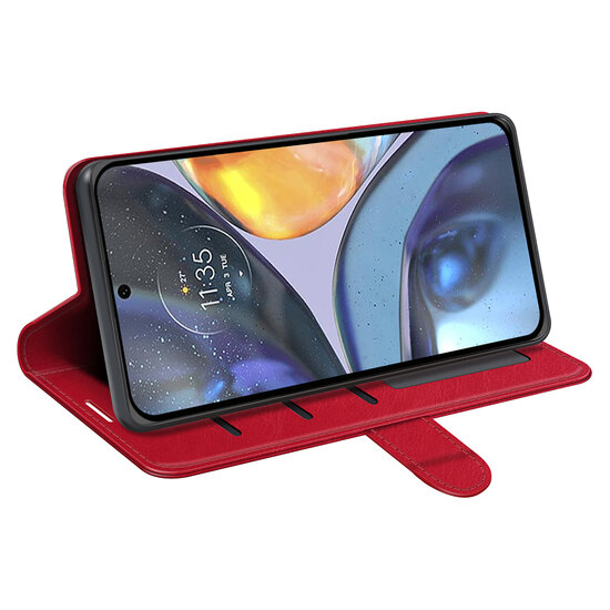 Motorola Moto G22 Hoesje - MobyDefend Wallet Book Case (Sluiting Achterkant) - Rood
