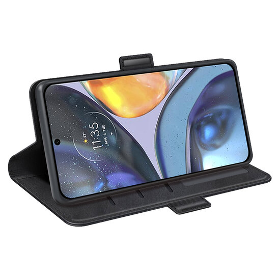Motorola Moto G22 Hoesje - MobyDefend Luxe Wallet Book Case (Sluiting Zijkant) - Zwart