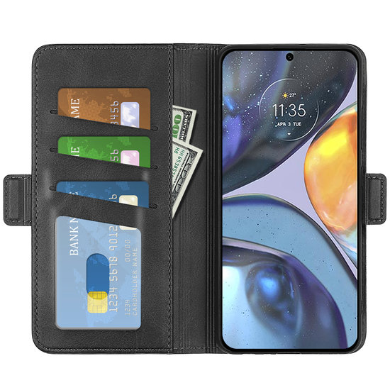 Motorola Moto G22 Hoesje - MobyDefend Luxe Wallet Book Case (Sluiting Zijkant) - Zwart