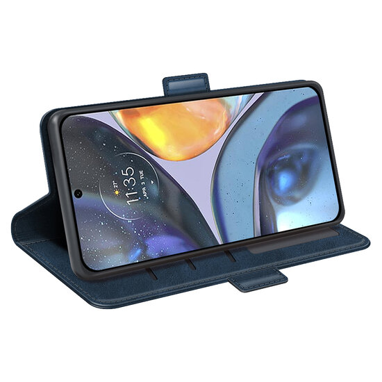 Motorola Moto G22 Hoesje - MobyDefend Luxe Wallet Book Case (Sluiting Zijkant) - Blauw