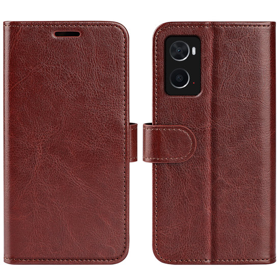 Oppo A76 / Oppo A96 Hoesje - MobyDefend Wallet Book Case (Sluiting Achterkant) - Bruin