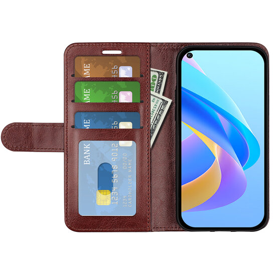 Oppo A76 / Oppo A96 Hoesje - MobyDefend Wallet Book Case (Sluiting Achterkant) - Bruin