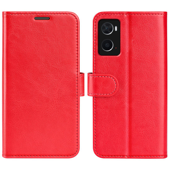 Oppo A76 / Oppo A96 Hoesje, MobyDefend Wallet Book Case (Sluiting Achterkant), Rood