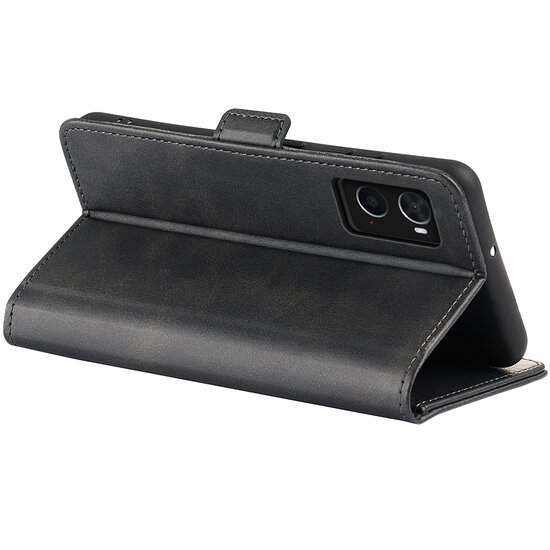 Oppo A76 / Oppo A96 Hoesje, MobyDefend Luxe Wallet Book Case (Sluiting Zijkant), Zwart