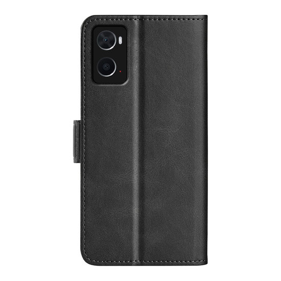 Oppo A76 / Oppo A96 Hoesje, MobyDefend Luxe Wallet Book Case (Sluiting Zijkant), Zwart