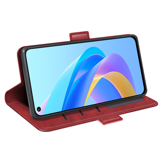 Oppo A76 / Oppo A96 Hoesje - MobyDefend Luxe Wallet Book Case (Sluiting Zijkant) - Rood