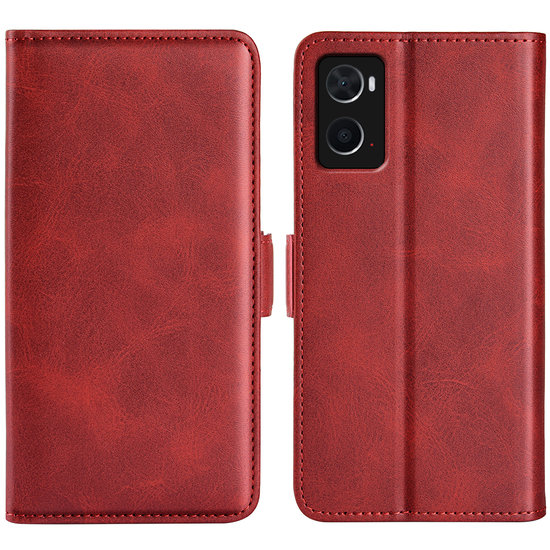 Oppo A76 / Oppo A96 Hoesje, MobyDefend Luxe Wallet Book Case (Sluiting Zijkant), Rood