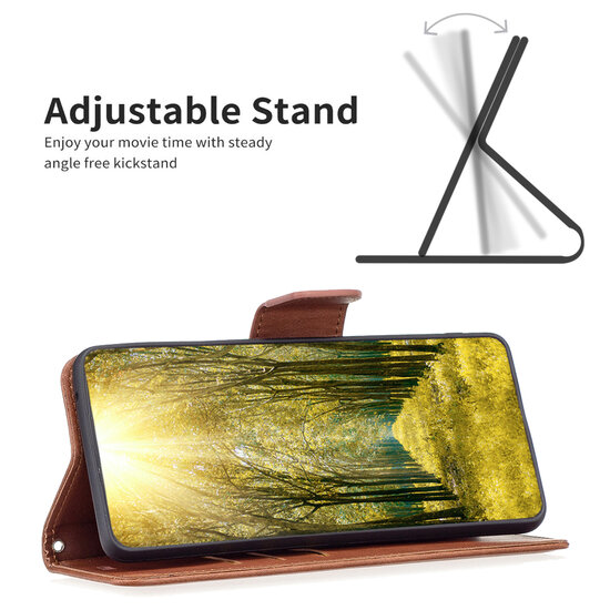 Oppo A76 / Oppo A96 Hoesje - MobyDefend Wallet Book Case Met Koord - Bruin