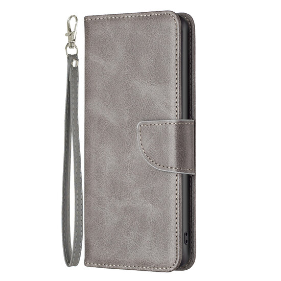 Oppo A76 / Oppo A96 Hoesje, MobyDefend Wallet Book Case Met Koord, Grijs