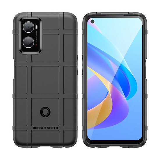 Oppo A76 / Oppo A96 Hoesje, Rugged Shield TPU Gelcase, Zwart