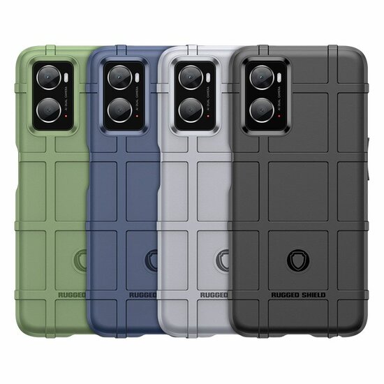 Oppo A76 / Oppo A96 Hoesje, Rugged Shield TPU Gelcase, Zwart