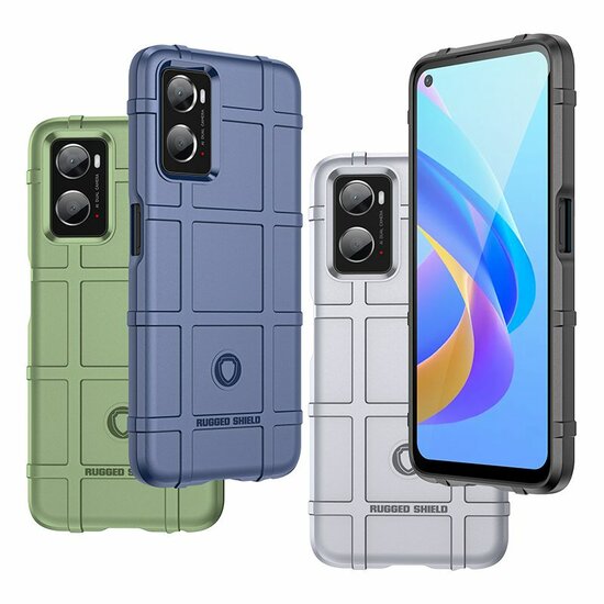 Oppo A76 / Oppo A96 Hoesje, Rugged Shield TPU Gelcase, Zwart