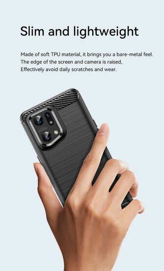 Oppo Find X5 Pro Hoesje - MobyDefend TPU Backcover - Geborstelde Metaal &amp; Carbon-Look - Navy Blauw