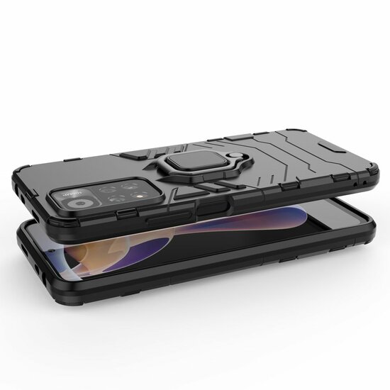 Xiaomi Redmi Note 11 Pro Hoesje - MobyDefend Dubbelgelaagde Pantsercase Met Standaard - Zwart