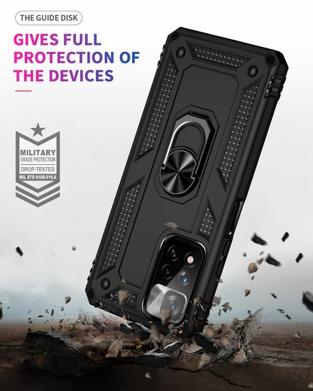 Xiaomi Redmi Note 11 Pro Hoesje - MobyDefend Pantsercase Met Draaibare Ring - Blauw