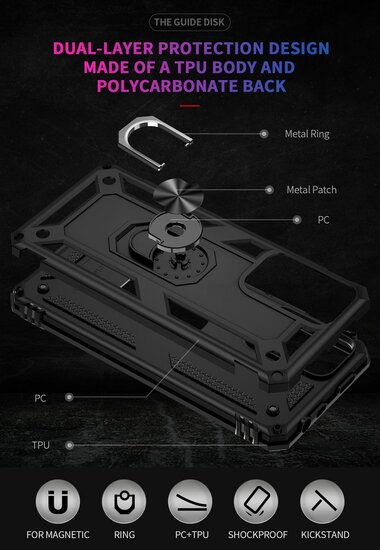 Xiaomi Redmi Note 11 Pro Hoesje - MobyDefend Pantsercase Met Draaibare Ring - Rood