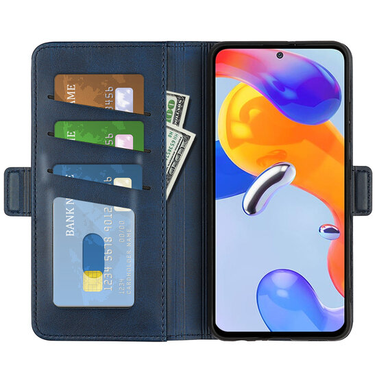Xiaomi Redmi Note 11 Pro Hoesje - MobyDefend Luxe Wallet Book Case (Sluiting Zijkant) - Blauw
