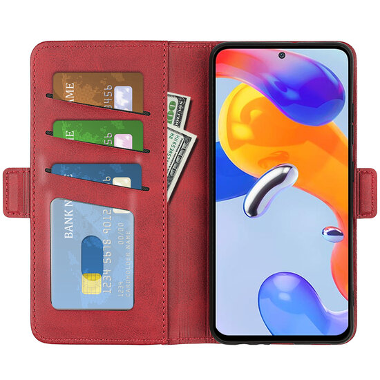 Xiaomi Redmi Note 11 Pro Hoesje - MobyDefend Luxe Wallet Book Case (Sluiting Zijkant) - Rood
