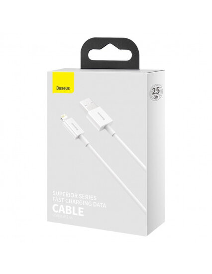 Baseus USB-A naar Lightning kabel, 0,25 Meter, Wit