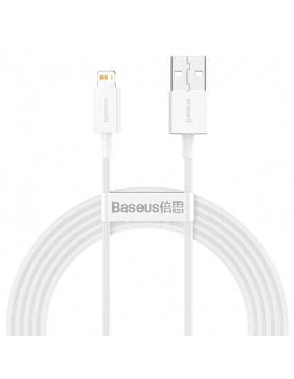 Baseus USB-A naar Lightning kabel, 2 Meter, Wit