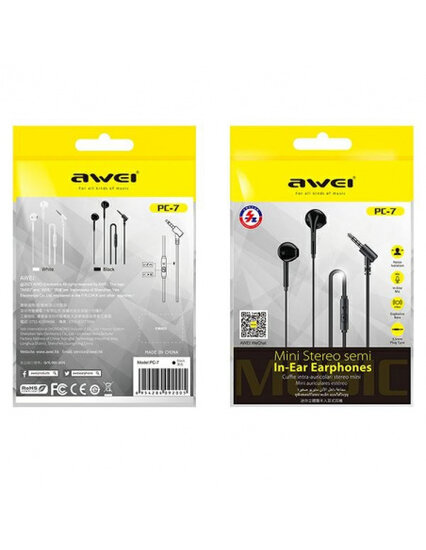 Awei In-Ear Oordopjes - 3.5 MM Jack - Zwart