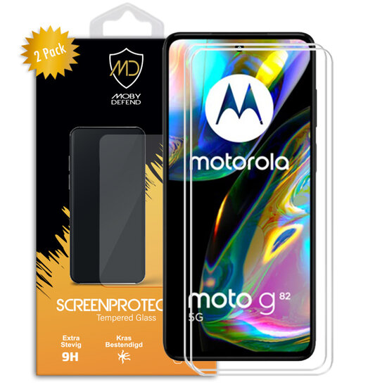 2-Pack Motorola Moto G82 Screenprotectors - MobyDefend Case-Friendly Screensavers - Gehard Glas