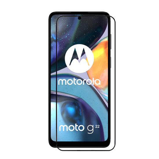 Motorola Moto G22 Screenprotector, MobyDefend Gehard Glas Screensaver, Zwarte Randen
