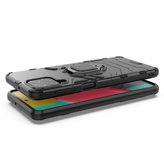 Samsung Galaxy M53 Hoesje - MobyDefend Dubbelgelaagde Pantsercase Met Standaard - Zwart