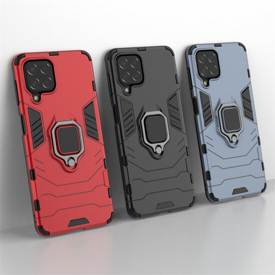 Samsung Galaxy M53 Hoesje - MobyDefend Dubbelgelaagde Pantsercase Met Standaard - Rood