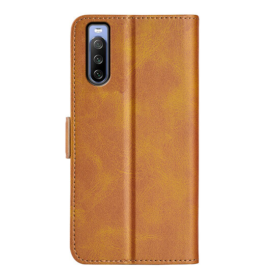 Sony Xperia 10 IV Hoesje - MobyDefend Luxe Wallet Book Case (Sluiting Zijkant) - Lichtbruin