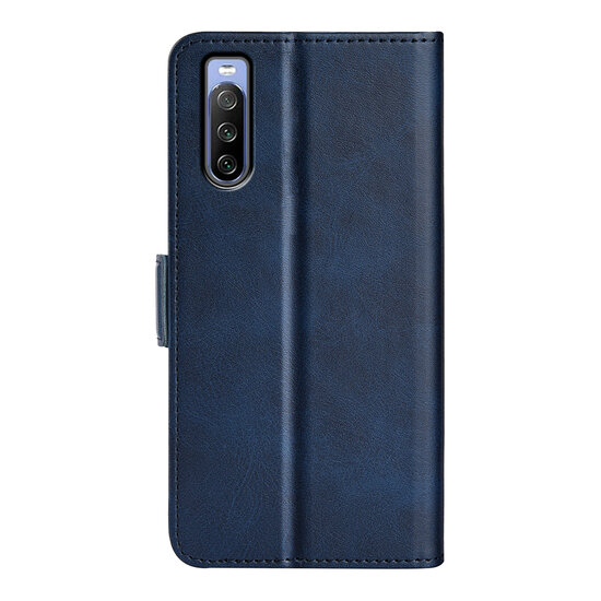 Sony Xperia 10 IV Hoesje, MobyDefend Luxe Wallet Book Case (Sluiting Zijkant), Blauw